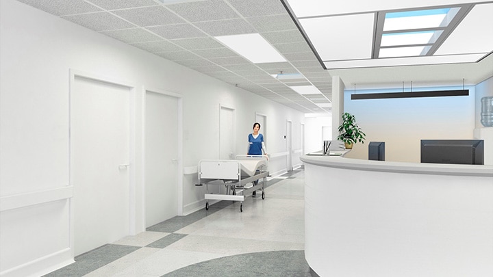 Nurse in a hospital corridor