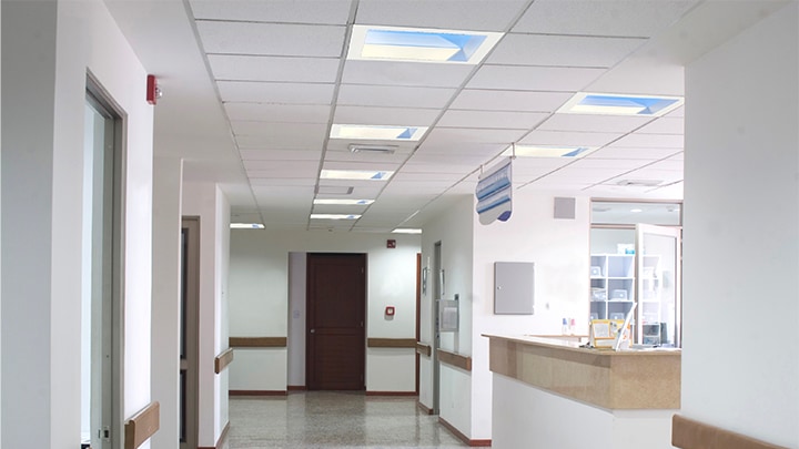 Nurse in a hospital corridor