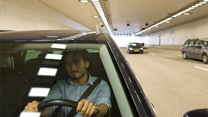 Driving through a tunnel