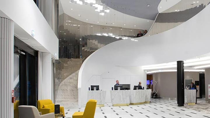 Staircase in a hotel lobby