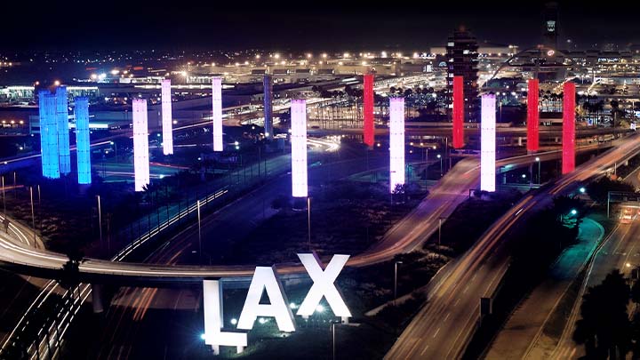 A night shot of LAX airport