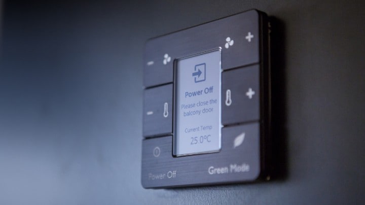 Close up of hotel room control panel