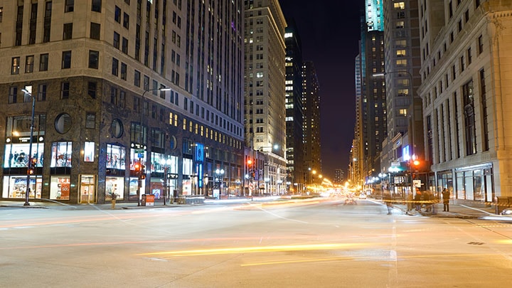 City night light with street lights